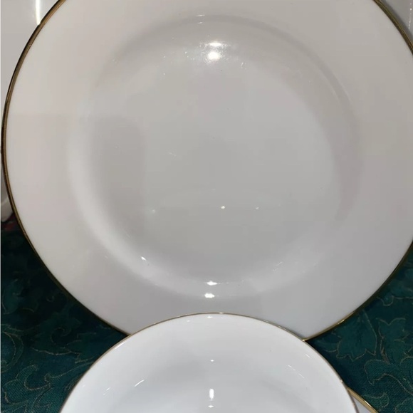 Pier One Monno Bangladesh 4pc Dinner Place Setting Hand- Painted Gold Trim HTF - Picture 3 of 9